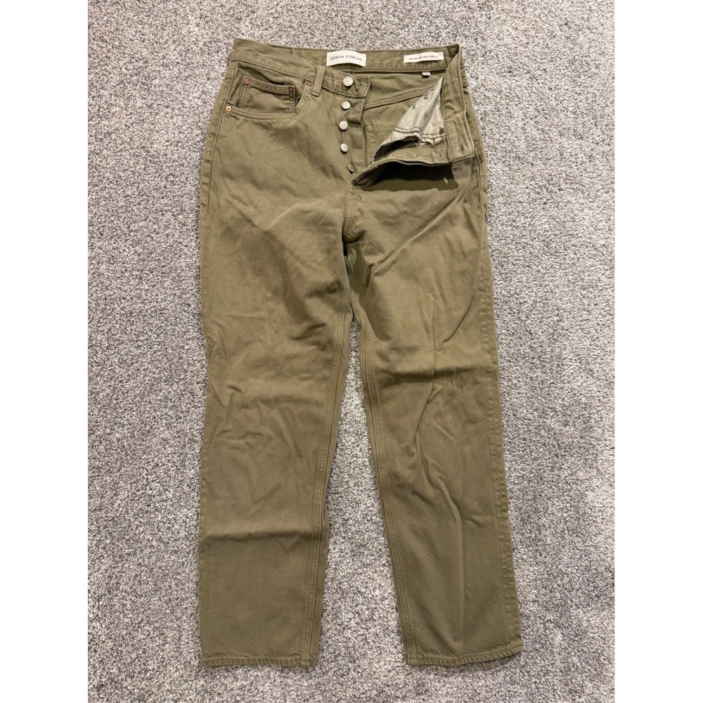 Denim Forum Pants Womens 28 Green The Joni High Rise Loose Organic Cotton Jeans